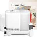 Evaporative Humidifier for Bedroom (No Mist)  Dishwasher Safe, No White Dust, Smart Remote with Sensor, Red Sleep Light, White Noise, Nursery Humidifier with 2.5L Tank, 2 Filters & Aroma Kit