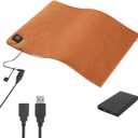USB Heating Pad with 5000 mAh Power Bank, Portable 5V Electric Heat Pad for Pain Relief - Neck, Back, Shoulders, Abdomen Cramps - Machine Washable, 3 Heat Settings Hot Therapy for Muscles (Brown)