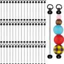 50pcs Blank Beadable Keychain Bars, Metal DIY Focal Bead Keychain Easy to Detachable Beaded Key Chain Making Accessories for Craft Item Project Pendant Kit Supplies (Black)