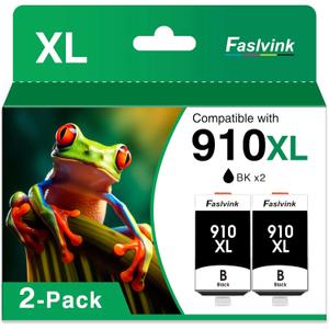Compatible 910XL Black Ink Replacement for HP 910XL Ink Cartridges for HP Printers Work with HP OfficeJet Pro 8020 8025 8028 8035 8030 OfficeJet 8010 8022 8015 8018 Printers (2 Pack, 910 XL Black Ink