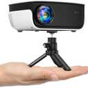 Mini Projector, NICPOW Portable Outdoor Movie Projector with Tripod, 1080P and 200" Supported Small Projector Compatible with TV Stick, Phone, PS5, HDMI, USB for Home, Bedroom, Gaming, Outdoor Use