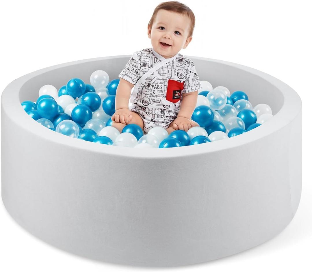 Foam Ball Pit for Toddlers, 35.4"x 11.8" Soft Round Ball Pit for Baby Children, Child Playpen Ball Pool, Easy to Clean or Install, Ideal Gift for Kids (Balls NOT Included) - Light Grey