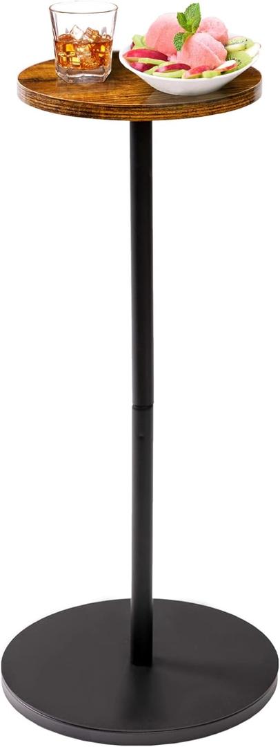Space-Saving Pedestal Martini Cocktail Table - Small Round Accent Table for Living Room & Bedroom