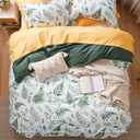 Bedsure Duvet Cover Queen Size - Reversible Plants Duvet Cover Set with Zipper Closure, 3 Pieces Green Bedding Set with 8 Corner Ties and 2 Pillow Shams 20"x26"