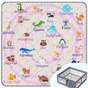 Baby Play MatThick Soft 50" X 50" Playpen mat, Foldable and Machine Washable Baby Play Mats for FloorPlay Mat for Babies, Toddlers & Infants to Play and Learn (Pink Animal, 50" X 50")