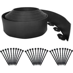 Landscape Edging 33FT,Garden Edging Borders [Extra Tall 4IN High] Flexible Lawn Edging Kit with 30pcs Stakes,Mini Plastic Fence for Landscaping Yard Flowerbeds,Grass-Black