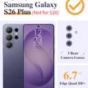 GVIEWIN for Samsung Galaxy S26 Plus Case, Clear Floral Slim Shockproof Protective Women Phone Case, Non-Yellowing, with Screen Protector&Camera Lens Protector for S26 Plus 6.7", Cherry Blossoms/Purple