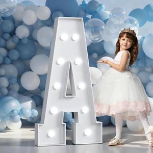 Marquee Letters 4 Feet Tall Large Light Up Letters Baby Shower Decorations Wedding Engagement Proposal White Party Decorations Marry Me Sign Big Cardboard Backdrop A