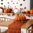 Fall Table Runner, Caramel Pumpkins 3D Faux Fur Table Runners, Soft Thanksgiving Halloween Table Decor for Indoor Outdoor, Autumn Home Party Decor, 13*37 Inch