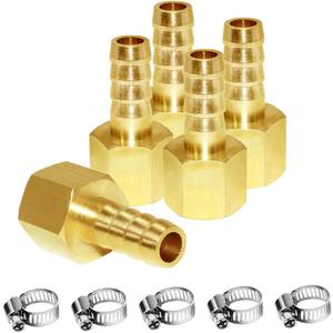 Joywayus Brass Hose Barb Fitting, 3/8" Barb x 1/4" NPT Female Pipe Fitting Adapter(Pack of 5)