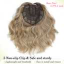 Ms Taj 11 Inch Short Wavy Hair Topper for Women with Thinning Hair, Natural Synthetic Lightweight & Breathable Hairpiece with 6.5"x6.5" Base, Instantly Adds Volume and CoverageOmbre Brown Blonde