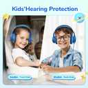 EarFun K3 Kids Headphones, Over Ear Headphones with Microphones, 85/94dB Safe Volume Limit, HD Stereo Sound, 3.5mm Jack, Foldable Wired Headphones for School/Travel/Boys/Girls/Tablet/iPad, Blue