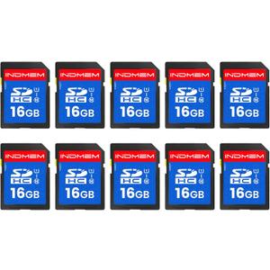 INDMEM SD Card 16GB, 10-Pack UHS-I Class 10 MLC Flash Memory Card, High-Speed Secure Digital Cards for Cameras, DSLR, Action Cams - Reliable Storage