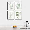 HAUS AND HUES Botanical Plant Wall Art Prints - Set of 4 Plant Wall Decor Prints Floral Kitchen Flower Leaves Wall Art Boho Leaf Eucalyptus (11x14, UNFRAMED)