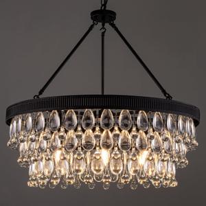 TOCHIC Crystal Chandeliers, 6-Light 3 Tiers Black Crystal Chandelier Light, Modern Farmhouse Luxury Light Fixture for Bedroom, Dining Room, Kitchen Island, Living Room, Entryway, 28"
