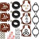 Autoparts 3-Pack Carburetor Carb Repair Kit with Float Replacement for Johnson Evinrude 65 70 75HP