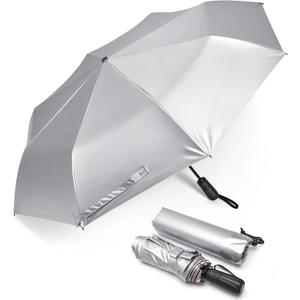 G4Free UPF 50+ UV Protection Large Travel Umbrella 46 Inch Double Layer Auto Open Close Windproof Sun Blocking Umbrella (Black)