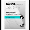 Americanflat 16x20 Picture Frame with Polished Plexiglass - Use as 12x16 Frame with Mat or Display 16x20 Photo Without Mat - Streamline Collection - Thin Border Picture Frames for Wall - Black