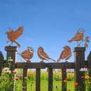 5PCS Rusty Metal Birds Decoration Bird Silhouette Statues Rusty Metal Yard Art Rustic Garden Outdoor Decor C