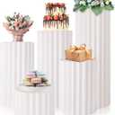 Cylinder Stands for Party 5 Pcs Paper Cake Stand, Party Decoraciones Para Sala Cake Table, Round Backdrop Stand Nesting Display Cylinder Tables for Parties Wedding Living Room Patio Decor(Paper Production)