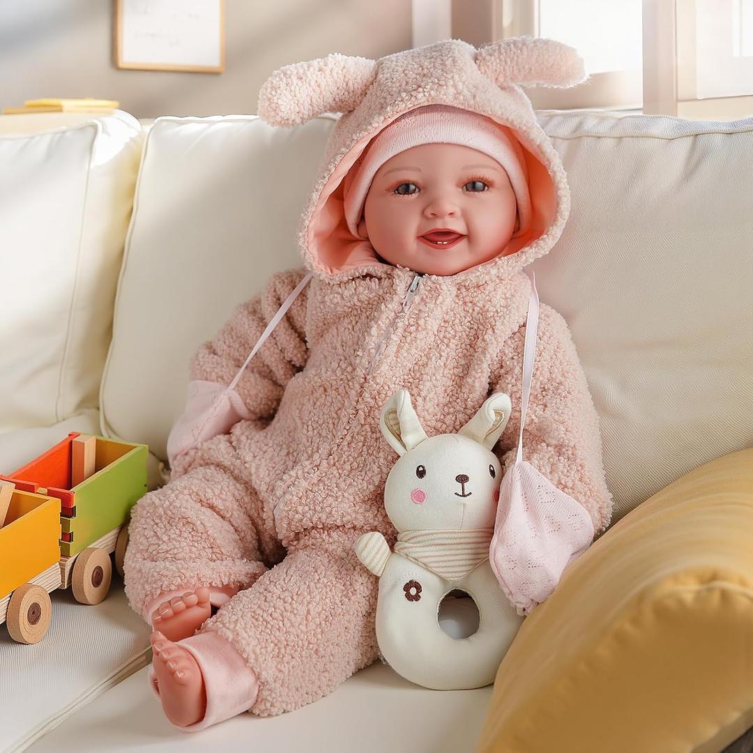 BABESIDE 15-Inch Soft Baby Doll with Baby Feeding Set  Easy to Hold with Cuddly Body  Realistic First Doll for Pretend Play & Toddler Gift (Large)