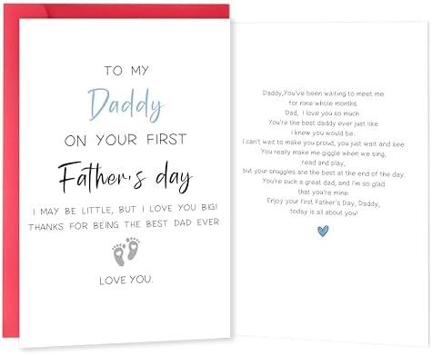 IDU First Fathers Day Card Gifts for New Dad，1st Fathers Day Card Gift from Son Daughter Baby Boy Girl, Expectant Dad 1st Father's Day Gifts Cards from Wife, 9 Pack