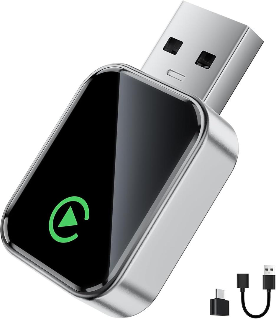 Wireless CarPlay Adapter for iPhone(2025 Upgraded),Mini Size & Plug - Play,Converts Wired to Wireless Apple CarPlay,No Delay Carplay Dongle for Apple iOS 10+/Android 11+ and Above