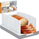 Upgrade Bread Slicer for Homemade Bread, Bread Slicer Guide Adjustable Width and Thickness, Foldable and Compact Cutting Guide with Crumb Tray, Suitability for Homemade Bread, Bagels, Cakes