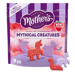 Mother's Sparkling Strawberry Mythical Creatures, Shortbread Cookies with Strawberry Frosting and Sprinkles, Resealable Bag, 9 oz (EXP 08/11/26)