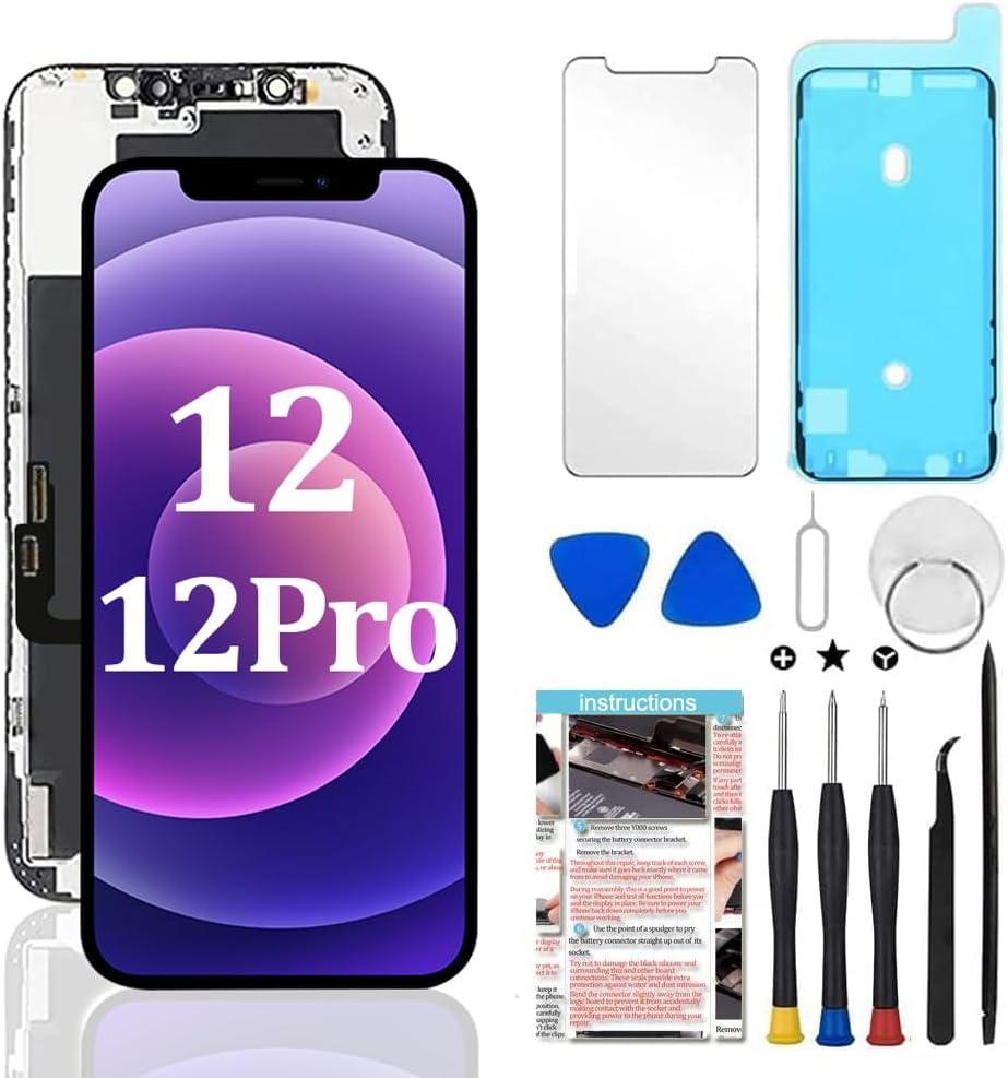 for iPhone 12/12 Pro Screen Replacement 6.1 inch, LCD 3D Touch Display Digitizer Touch Screen Assembly with Repair Tools
