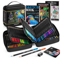 136 PCS Colored Pencils Set for Adult Coloring Books, 120 Colored Pencils with Sketchbook, Coloring Book, Sharpener, Soft Core Oil-Based Coloring Pencils for Artists Drawing Sketching Blending Shading