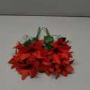 Giegxin 2 Pack Lighted Artificial Christmas Poinsettia Flowers 12 Inch Pre-lit Faux Red Silk 7 Heads Poinsettia Bushes Floral Bouquet Arrangement for Xmas Indoor Outdoor Holiday Decor Vase Filler