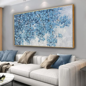 Botanical Wall Art Wall Decor Blue Tree Flower Modern Canvas Art Print Abstract Artwork Framed Pictures For Living Room Bedroom Bathroom Office Home Decor Can Be Hung Directly 20"X 40"
