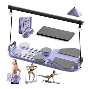 Pilates Board,Foldable Pilates Reformer Sets with Timer,Multifunctional Abdominal Pilates Board for Home Workout Equipment,Portable Ab Board Trainer Pilates Exercise Machine, Pilates Board for Women (Purple)
