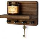 Rebee Vision Small Farmhouse Key Holder Wall Mount for Home Decor  Mini 7-inch Wooden Key Holder for Wall with 4 Hooks & Floating Shelf - Apartment Essentials for a Tidy & Trendy House (Brown)