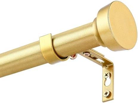 YAJUXIU Rustic Curtain Rod, Industrial Curtain Rods for Windows 72 to 144 Inches, Blackout Wrap Around Curtain Rod, for Indoor and Outdoor, Simple Modern Design, 30 to 144 Inches, Gold