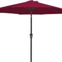 MEWAY 9ft Patio Umbrella Outdoor Table Umbrellas with Push Button Tilt and Crank, Market Umbrella 8 Sturdy Ribs for Deck, Garden, Pool and Backyard, Dark Red