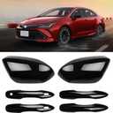 sportuli Black Side Mirror Covers and Handle Caps Replace for 2020 2021 2022 2023 2024 2025 Toyota Corolla Accessories, with Smart Key Holes