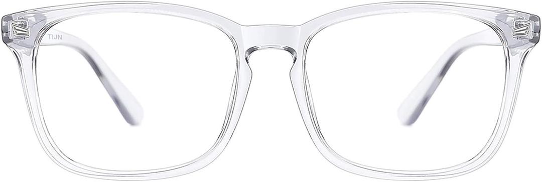 TIJN Blue Light Blocking Glasses for Women Men Clear Frame Square Nerd Eyeglasses Anti Blue Ray Computer Screen Glasses ((01)-transparent)