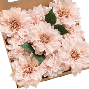 Ling's Moment Artificial Flowers 9pcs Silk Dahlia 5.5"/4.5" Fake Flowers for DIY Wedding Craft Bouquets Centerpieces Arrangements Party Baby Shower Home Decorations (Blush) (Blush-silk)