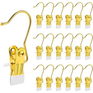 Hotop 20 Pieces Boot Hanger Clips for Closet, Laundry Hanging Hooks Heavy Duty Clips Boot Holder Portable Single Hooks Space Saving for Pants Jeans Clothes Hats Tall Towels (Gold)