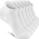 Felicigeely Ankle Athletic Running Socks Low Cut Sports Socks Breathable Cushioned Tab Socks for Men Women 6 Pairs (9-12, Pure White)