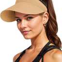 Sun Visor Hat for Women Summer Beach Vacation Essential Ponytail Friendly Travel Foldable Packable UPF 50+ (Green)
