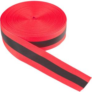 LLPT Reflective Ribbon Sew On Tape High Visibility 1 x 50 Ft Nylon Silver Florescent Safety Webbing for Warning Safety Trim Deco on Vest Belt Jacket Bag Pants Shoes Pet Wears Red(RRR150)