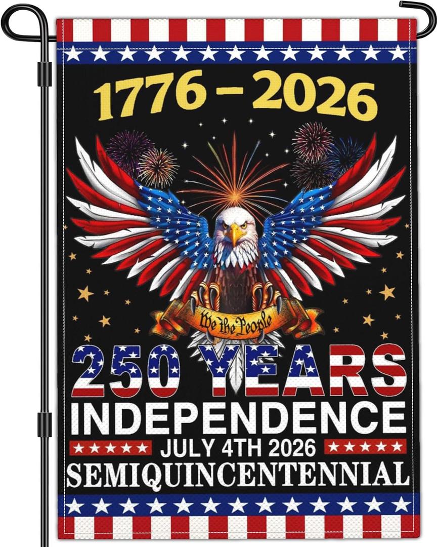 Motivational 250 Year American Anniversary Flag 250th Anniversary USA Flag 4th of July We The People 1776 Patriotic American Garden Flags for Outside 12x18 Double Sided Outdoor 250 Merchandise Decorations