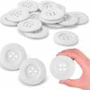 MTLEE 30 Pieces Large Size Wood Buttons 2.36 Inch Round Sewing Button 4 Holes Large Buttons for Crafts Sewing Wooden for DIY Clothing Bag Decoration Supplies(White)