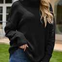 UNCLECAT Women's Oversized Turtleneck Sweaters Winter Long Sleeve Pullover (Black, M)