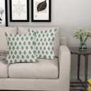 Sage Green Blue Floral Block Print Pillow Covers 20x20 Set of 2 Spring Flower Pattern Decorative Throw Pillowcases Outdoor Rustic Farmhouse Square Cushion Cases Decor for Home Couch Sofa Bed