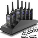 T3G Heavy Duty Walkie Talkies, IP67 Waterproof Two Way Radio with Earpiece, Triple Proof, Three Charging Options, USB, NOAA, Emergency GMRS 2 Way radios(6 Pack), Black/Grey