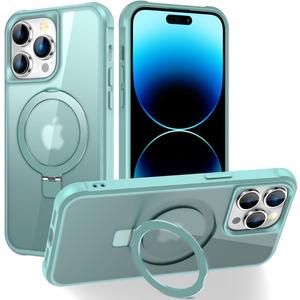CHAOFEnG Magnetic Compatible with iPhone 14 Pro Max Case with Stand, Teal Green